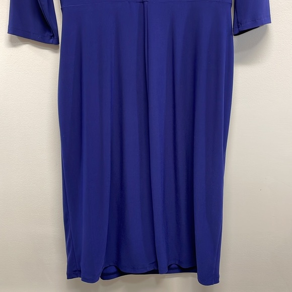 Lauren Ralph Lauren Navy Twist Front Stretch Jersey 3/4 Sleeve Midi Dress 12 - Picture 6 of 16
